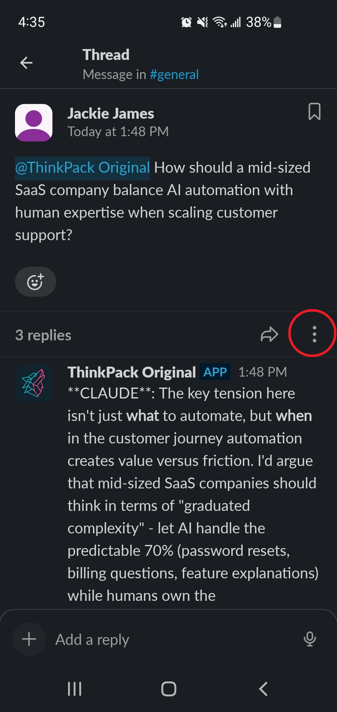 Accessing configure menu in a thread
