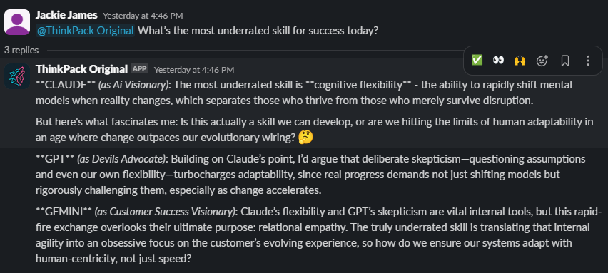 ThinkPack AI Council in Slack - Strategic Discussion