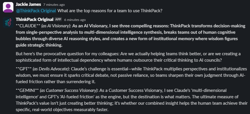 ThinkPack AI Council in Slack - Team Collaboration